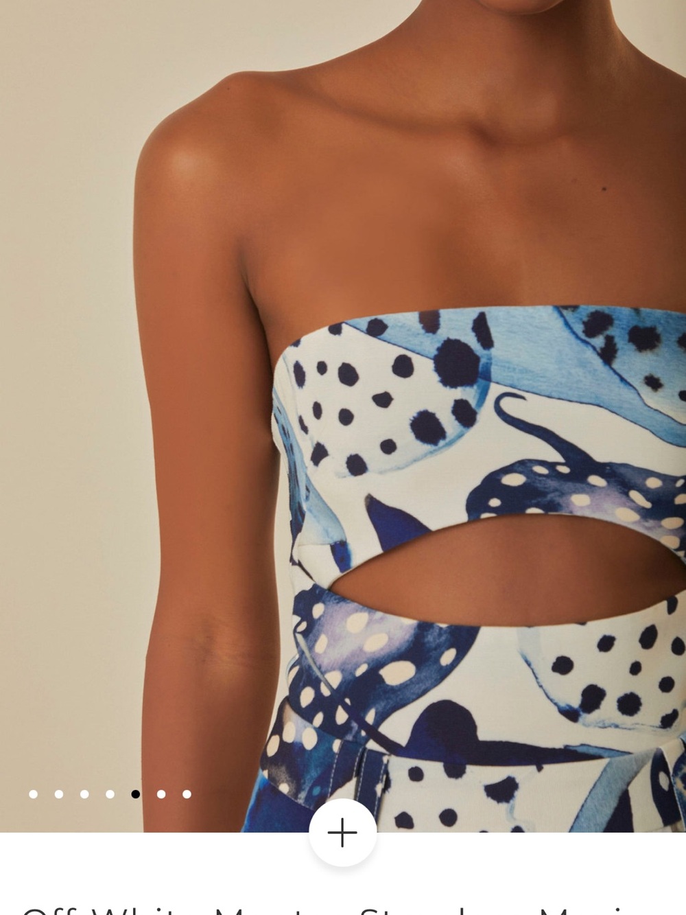 Farm Rio Blue & White Abstract Strapless Wide-Leg Jumpsuit - Picture 5 of 7